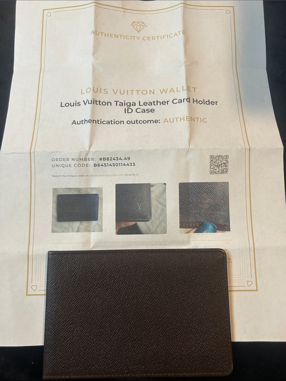 Louis Vuitton Taiga Leather Card Holder Wallet Brown with COA